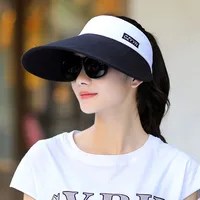 Women Summer Sun Hat Visor Wide-brimmed Hat Beach Hat Adjustable UV Protection Female Cap Packable Empty Top Hat 3