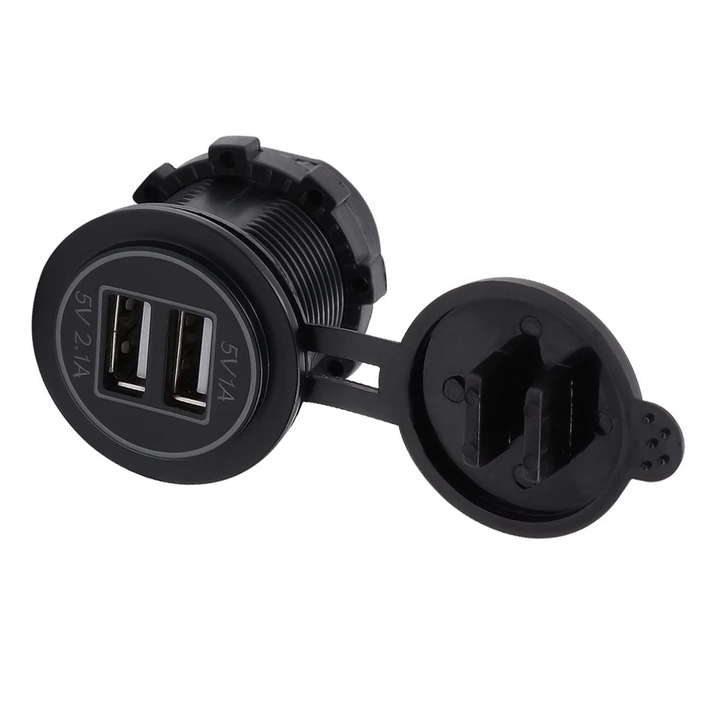 Автомобильный USB розетка 12 V-24 V розетка для автомобильного прикуривателя с двумя 1A/2.1A USB Порты и разъёмы Зарядное устройство Мощность на выходе автомобильные аксессуары жесткий провод комплект