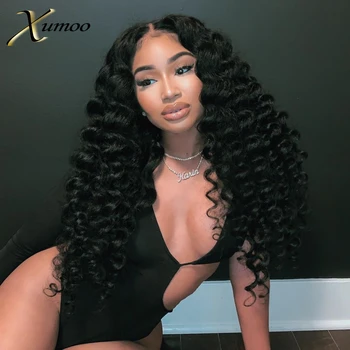 

XUMOO Cheap Deep Wave Synthetic Lace Front Wigs High Temperature Fiber Synthetic Lace Front Wig With Baby Hair Wigs For Women