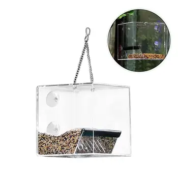 

Clear Plastic Window Viewing Bird Feeder Hanging Suction Alimentador Adsorption House Type Bird FeederHotel Table Seed Peanut