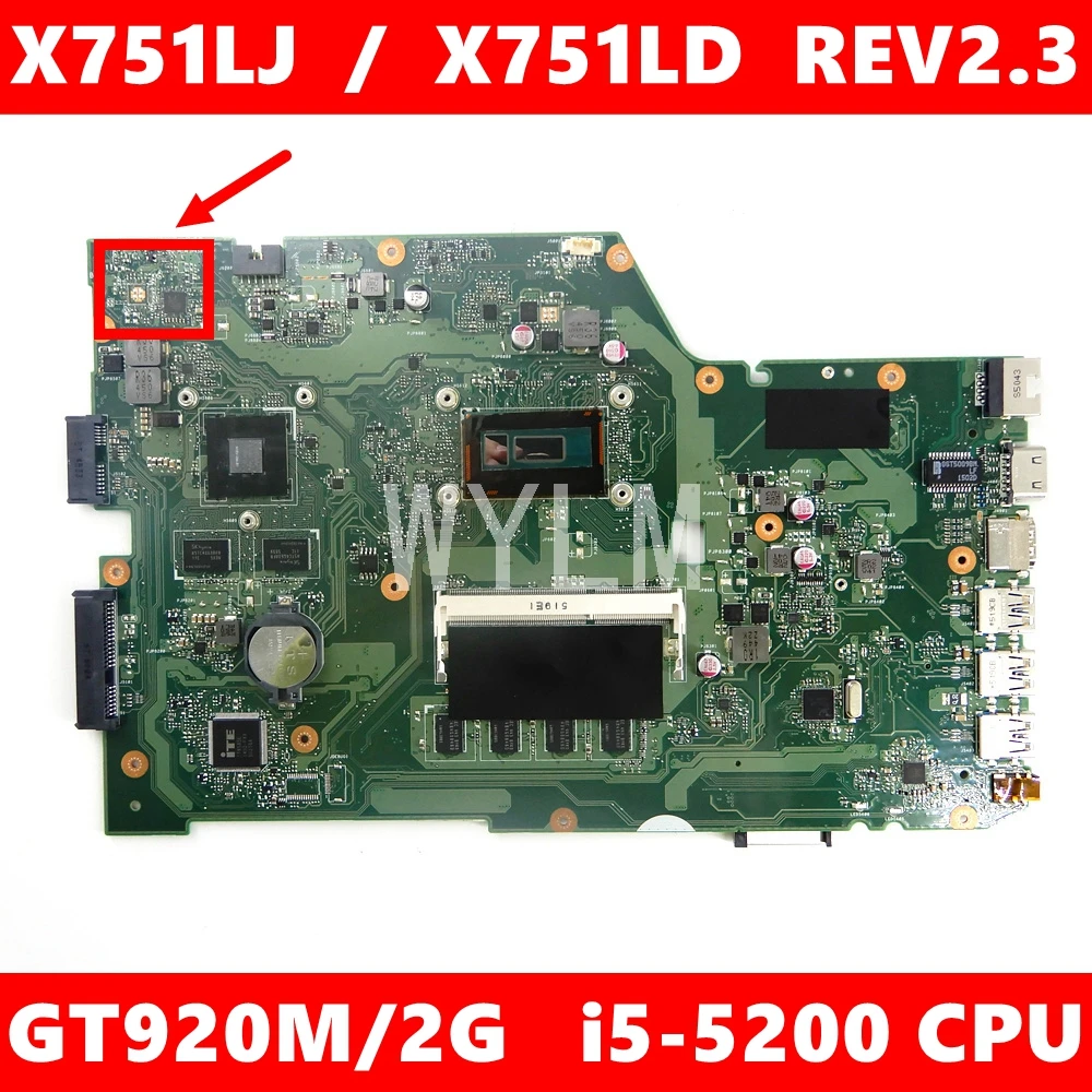 X751LJ i5-5200 процессор 4 Гб RAM материнская плата REV 2 3 для ASUS X751LX R752LA R752LD X751LN X751LD A751L