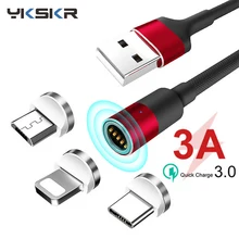 QC 3,0 Быстрая зарядка 3A Магнитный кабель type C Micro Usb быстрая зарядка Usb C светодиодный свет для iPhone Xiaomi huawei телефон 1 м