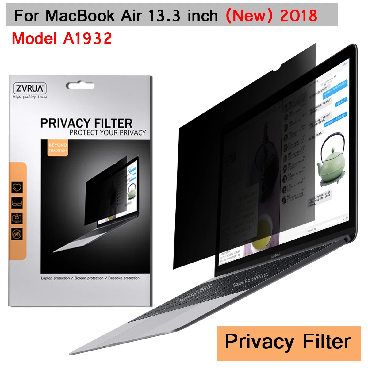 (299mm*195mm) Privacy Filter Anti spy PET Screens protective film For 2018 2019 New MacBook Air 13.3 inch with Touch ID