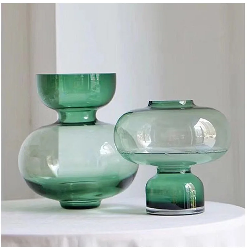 Новинка, скандинавские цветные стеклянные вазы, настольный цветочный горшок, зеленая ваза для растений, аксессуары для украшения дома, Современная столешница, художественная ваза