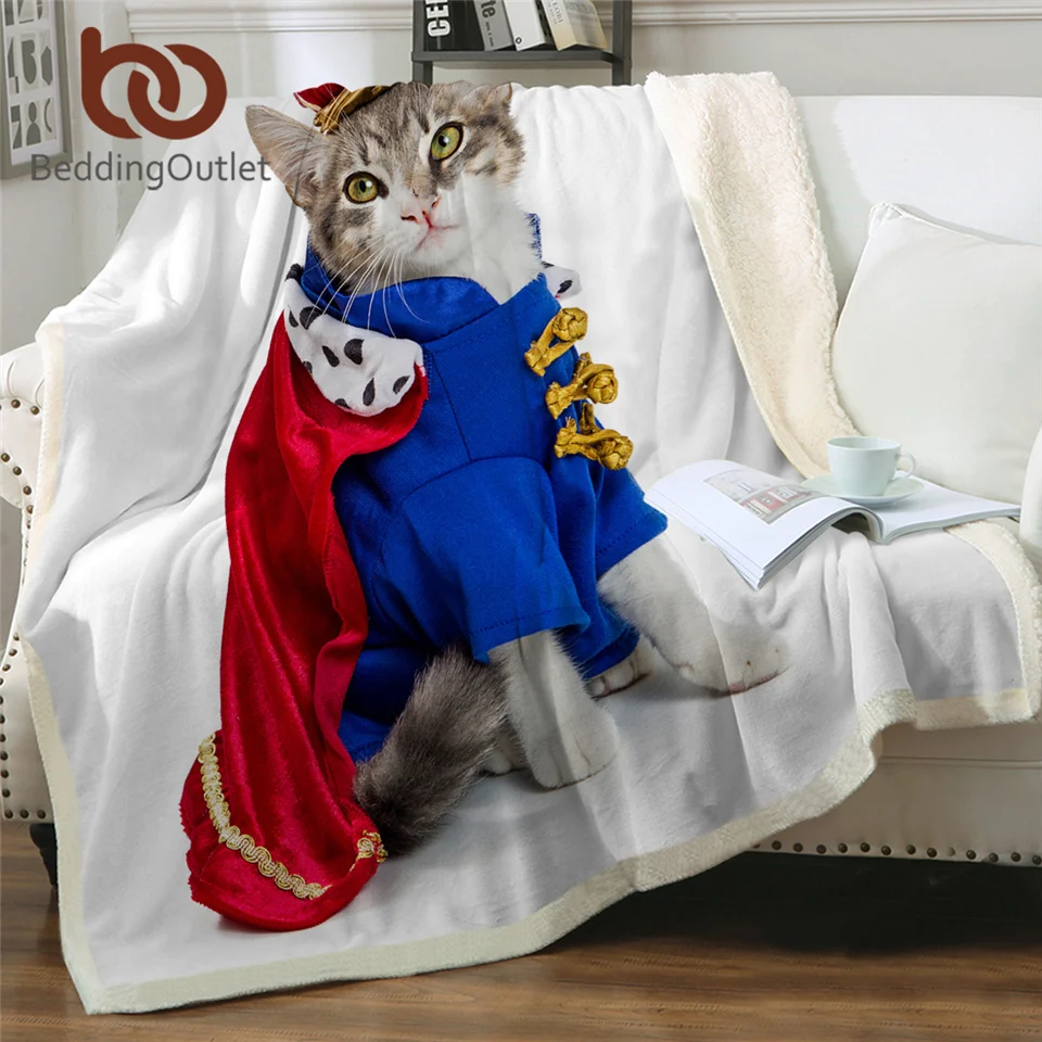 BeddingOutlet Funny Cat Throw Blanket Royal King Sherpa Blanket Smiling