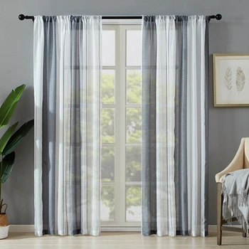 

Yaapeet 1pc Modern Stripes Sheer Curtain Japan Style Tull Curtain Brief 4 Colors Window Curtain Bedroom Popular Window Drapes
