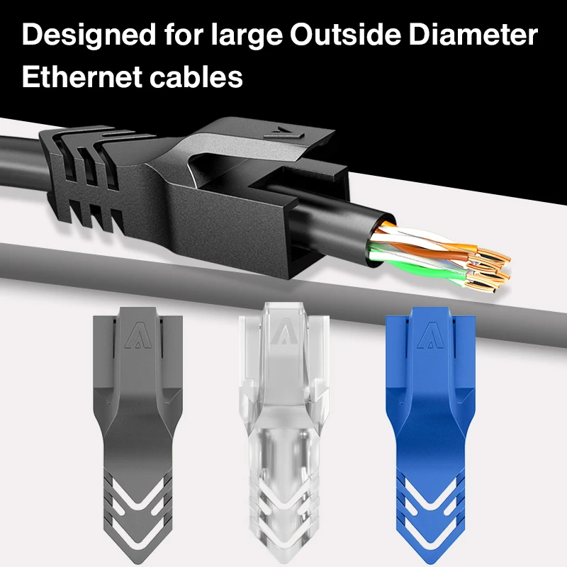 Cabo de Rede Ethernet Ampcom Botas de Alívio de Tensão Cabo Rj45 Conector Plug Cobre 6.5 7.5 8.0 mm para Cat8 Cat7 Cat6a Cat6 Cat5e - Imagem 3