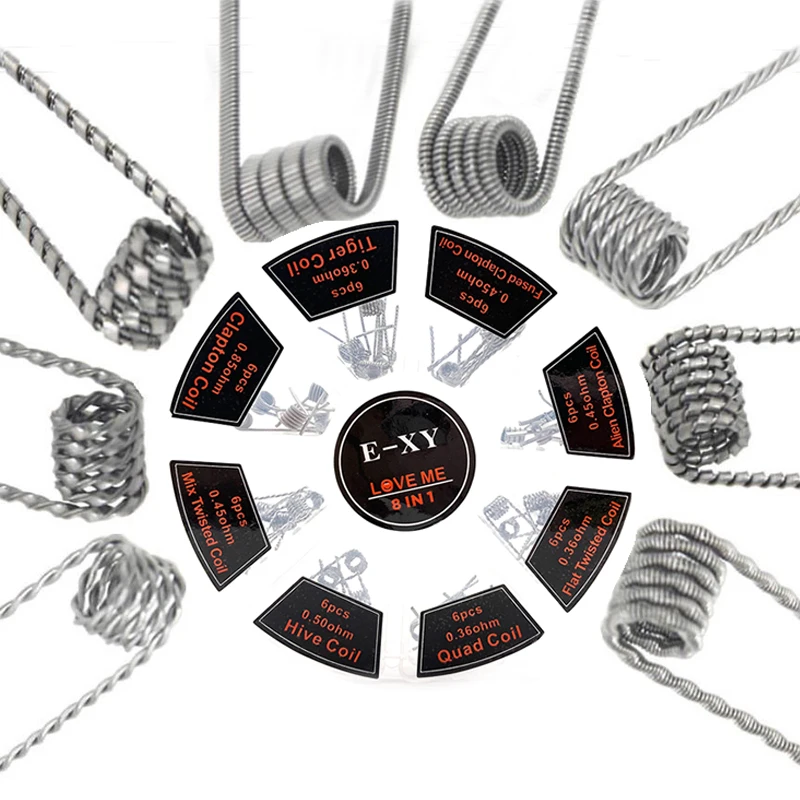Предварительно собранная катушка Vmiss 8 в 1 скрученный провод Clapton Hive для DIY RDA RBA Bacon