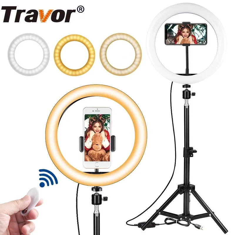 Travor 10 дюймов фотографического кольцо Светильник Настольный светодиодный