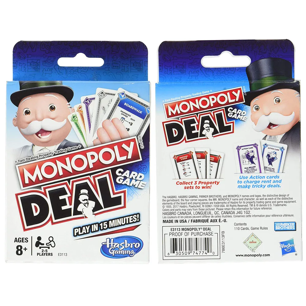 Hasbro Монополия Сделка синяя коробка английская версия карточная игра Семейные
