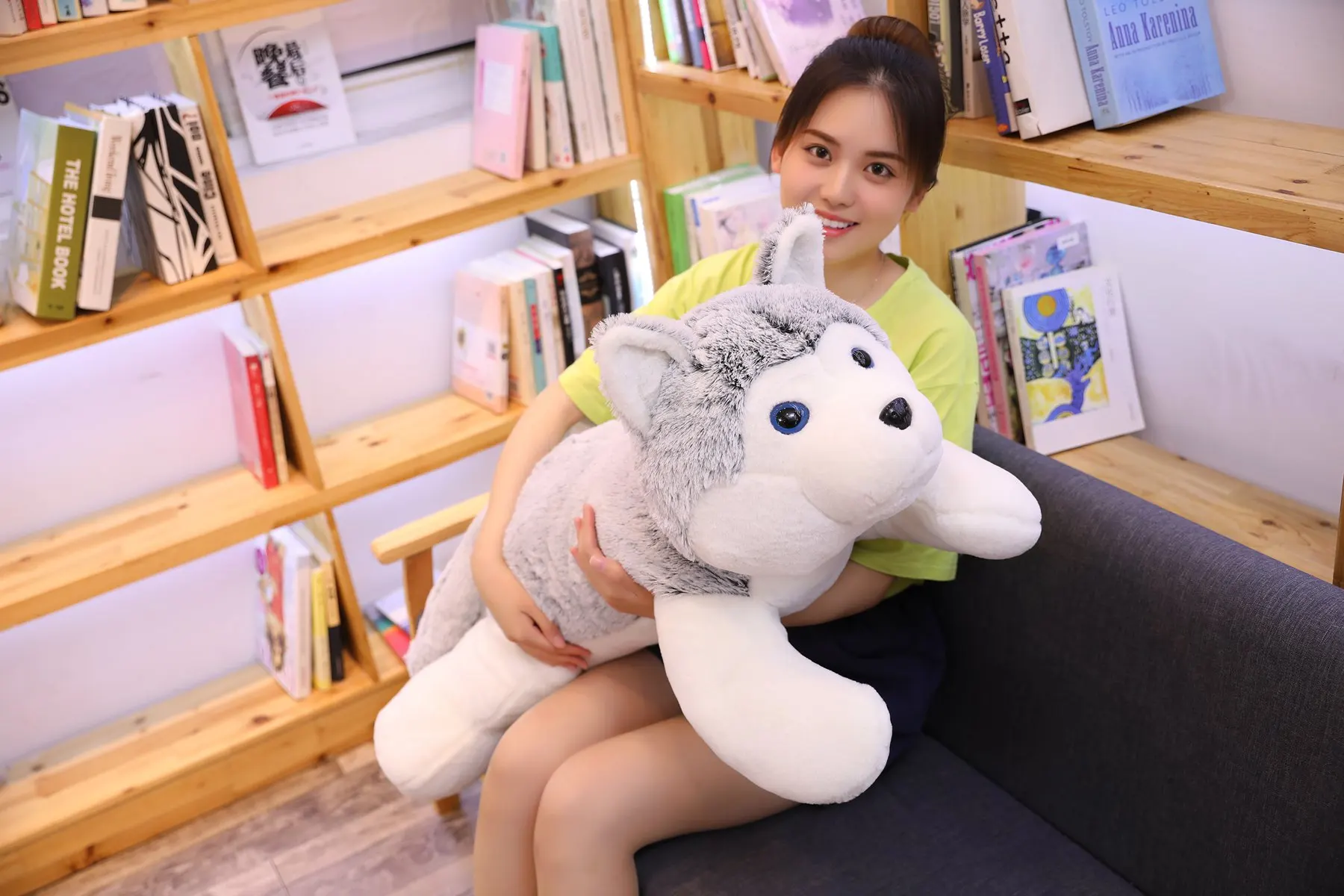 Lovely Simulation Siberian Husky Dog Plush Stuffed Animal Toys Dolls P