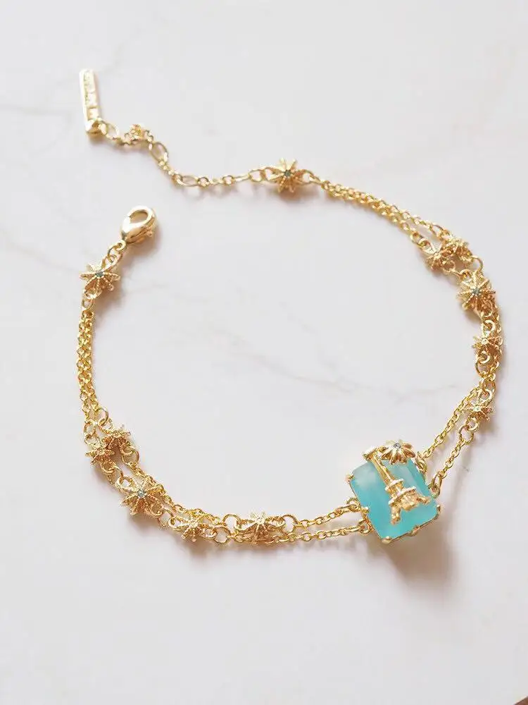 Amybaby роскошное глянцевое покрытие Эйфелева башня Парижа женские кисточки падение кольцо для серьг и ожерелья браслет ювелирные изделия для вечерние - Окраска металла: bracelet