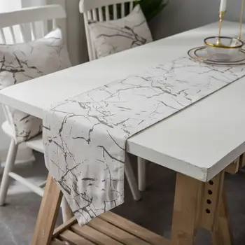 

Modern Simple Plain Table Runner Marble Print Minimalist Cotton Linen Table Runners Home Cloth Decoration Bed Runner Cover Towel