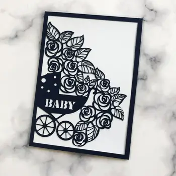 

20pcs/lot Laser Cut Beautiful Flowers And Baby Carriage Patterns Invitations Card Baby Shower Favors Wedding Blessing Card