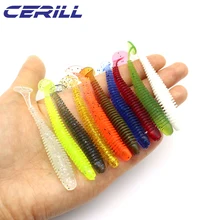 

Cerill 10 PCS 6 cm 7.5 cm Silicone T Tail Worm Soft Fishing Lures Artificial Baits Bass Jigging Wobblers Swing Swimbait Tackle
