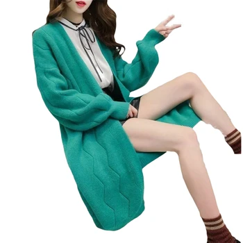 

2019 New Fashion Cardigans Female Casual Long Knitted Spring Autumn Women Loose Solid Color Design Sweater Outwear