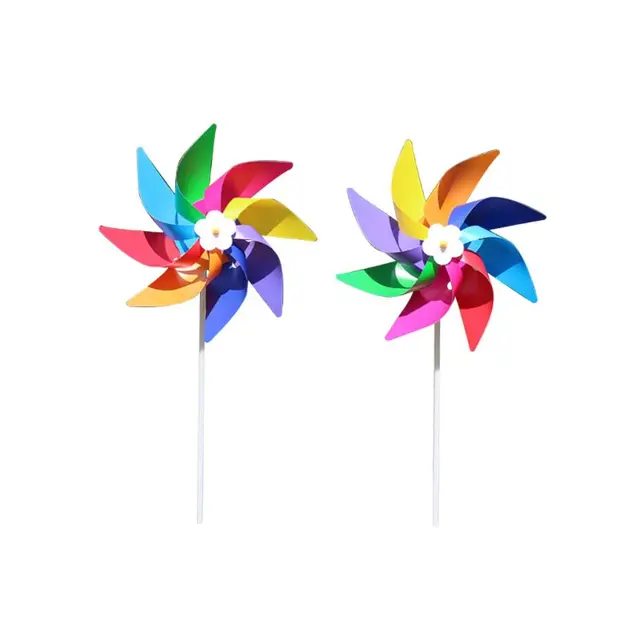 Plastic Colorful Windmill Wind Spinner Kids Toy Lawn Garden Yard Party Decor Outdoor Handmade 2