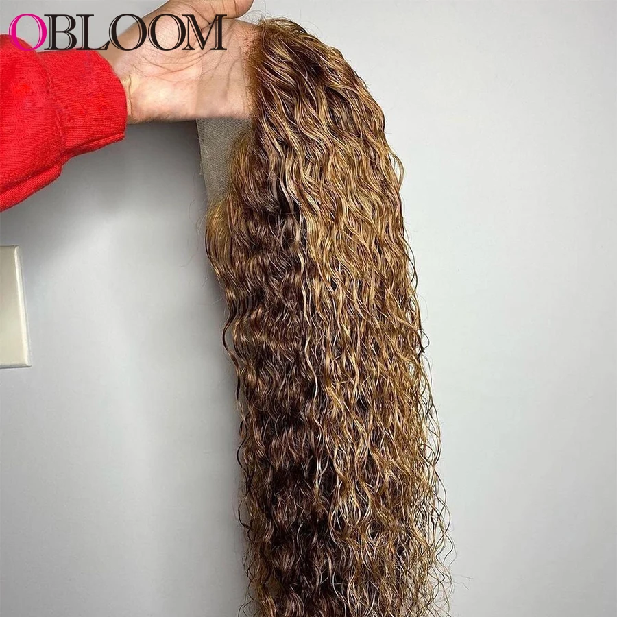 Obloom Highlight 13x4 Full Lace Front Human Hair Wigs Water Wave Wig Preplucked Brazilian Hair Wigs For Women With Baby Hair