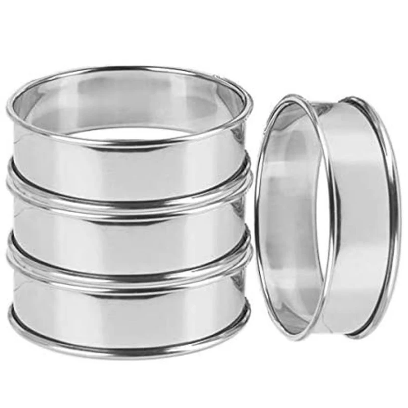 Double Rolled Tart Rings, English Muffin Rings Professional Crumpet Rings Set of 4 afbeelding