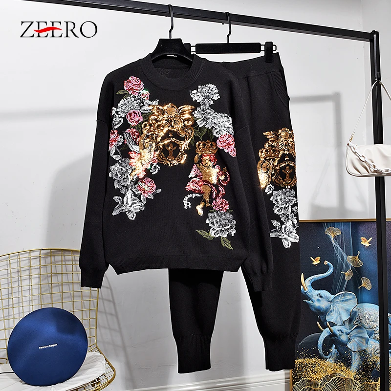 autumn-winter-knitted-set-women-korean-fashion-sequin-embroidery-flower-loose-sweater-tops-harem-pant-set-ladies-two-piece-set