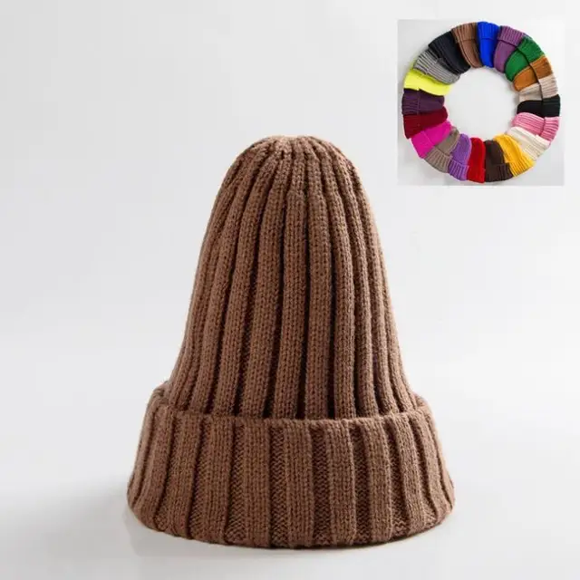 Unisex Hat Cotton Blends Solid Warm Soft HIP HOP Knitted Hats Men Winter Caps Women's Skullies Beanies For Girl Wholesale шляпа brown