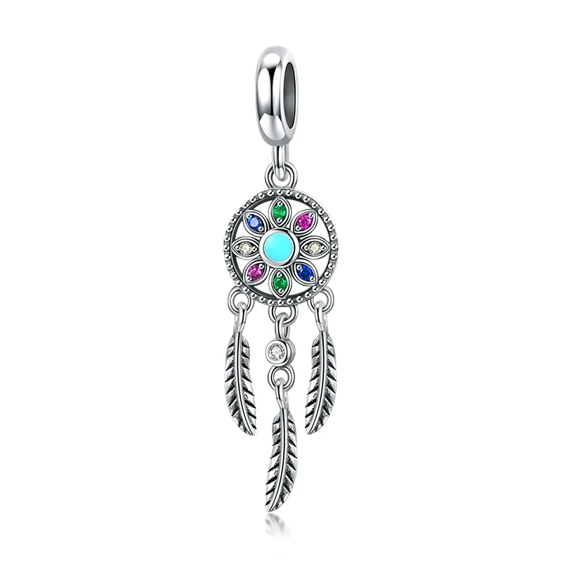 

Genuine 925 Sterling Silver Beads Bohemian Dream Catcher Charms fit Original Pandora Bracelets & Necklace Women DIY Jewelry