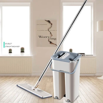 

Magic Cleaning Mops with Bucket 360 Rotating Floor Mop Hands Free Flat Mop Home Kitchen Floor Lazy Mop Household Cleaning Tool