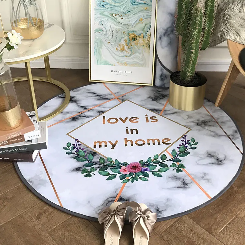 

Children Round Rug Blue Grey Star Moon Printed Kids Rug Room Velvet Non Slip Mat Carpet Soft Bedroom Big 120cm 155cm
