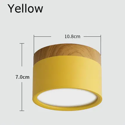 Yellow 5 Вт/7 Вт/12 Вт/15 Вт, скандинавский светодиодный потолочный светильник, белый, черный, розовый, зеленый, желтый, поверхностное крепление, потолочный светильник, гостиная, коридор, вход - Цвет корпуса: Yellow