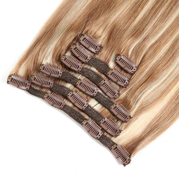 VSR 120g 150g Double Drawn Thick Machine Remy Hair Natural Clip Ins 7pcs/set 8pcs/set Remy Human Hair Clip In Hair Extension 4