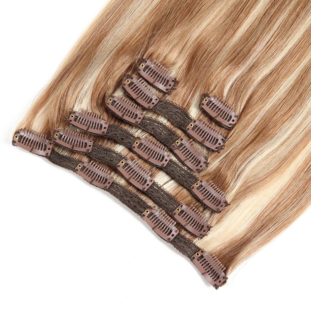 Tanie VSR 120g 150g podwójne rysowane grube maszyny Remy włosy naturalny klip Ins 7 sztuk zestaw 8 sztuk zestaw Remy pasma z ludzkich włosów do wpinania w do przedłużania włosów