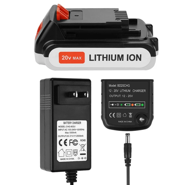 BLACK+DECKER 20V MAX Lithium Battery Charger, Compatible With 12V