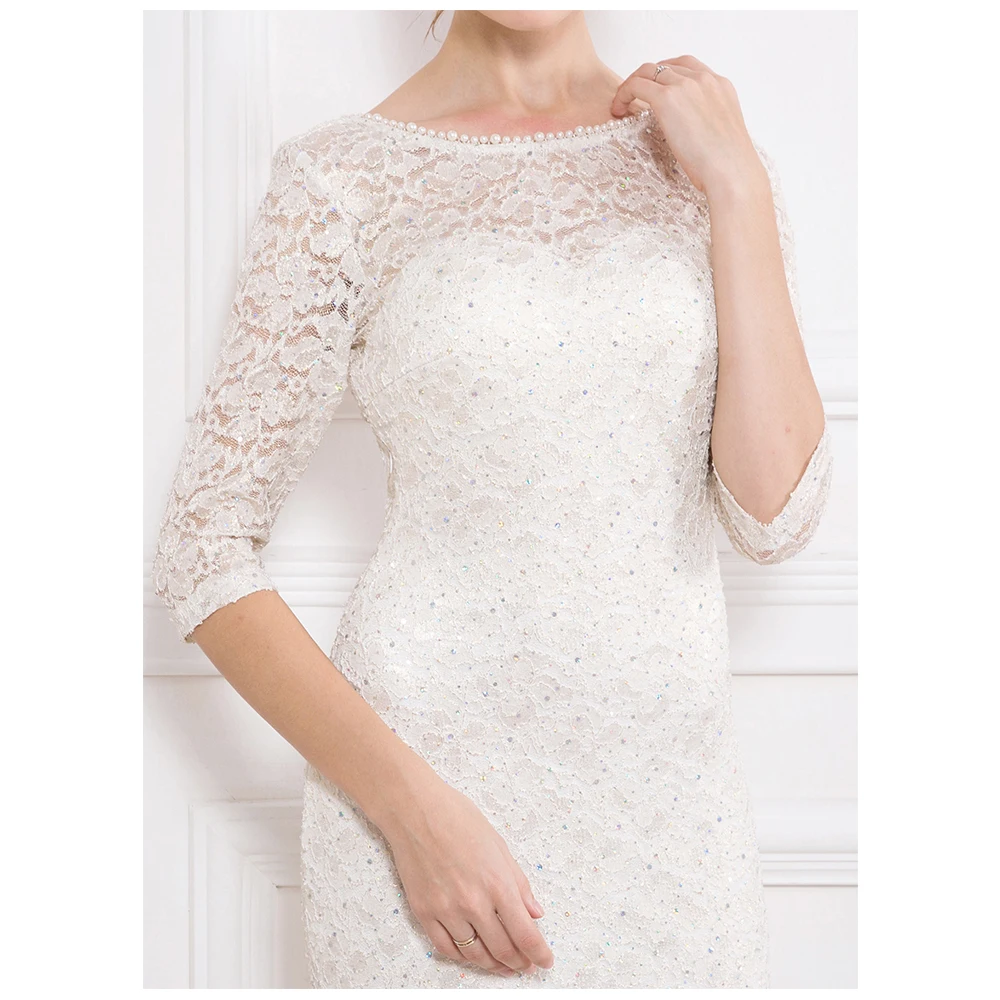 Angel-Fashion женское золотое кружевное вечернее платье с коротким рукавом, плиссированное винтажное свадебное платье с бисером 415