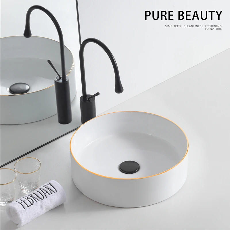 Nordic Phnom Penh Above Counter Basin Art Basin Vanity White Bathroom