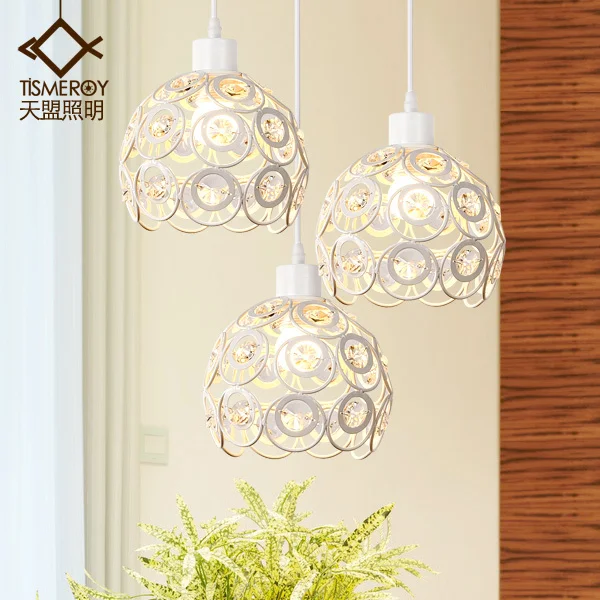 

Art Modern Minimalist Single Head Led Aisle Bar Restaurant Lamp Personality Three Crystal Dining Pendant hanging lamp