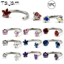 1 шт. хирургическая сталь Внутренняя Резьба штанга Шпилька-Сережка спиральные украшения для пирсинга звезда драгоценный камень перегородка нос губы для бровей и ушей пирсинг 16 г