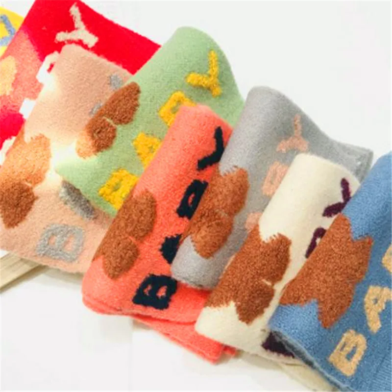 Детский шарф с мультяшным медведем для маленьких девочек; сезон осень-зима; шерстяной Теплый шарф; мужской шарф; Лидер продаж; стильный шарф; T45