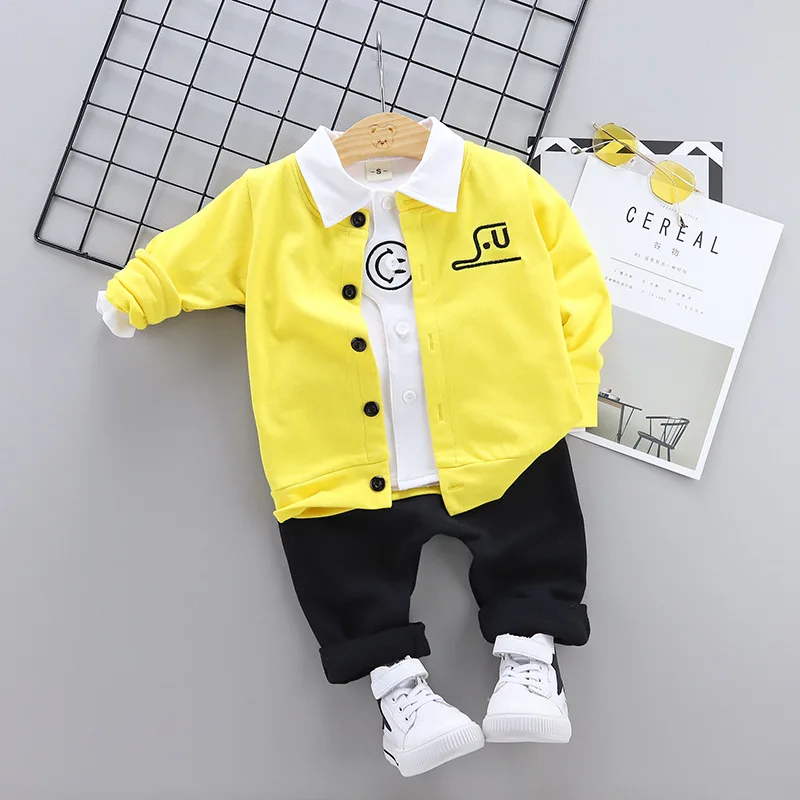 

Spring Children Shirt Collar Cardigan Suit Men's Infants Childrenswear Cartoon Pattern Autumn Sports Set