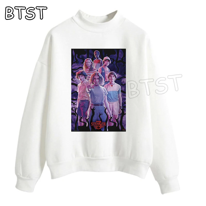 Harajuku Stranger Things 3 женские толстовки розовая одежда женская одежда зимние модные пуловеры толстовки Готическая негабаритная Толстовка
