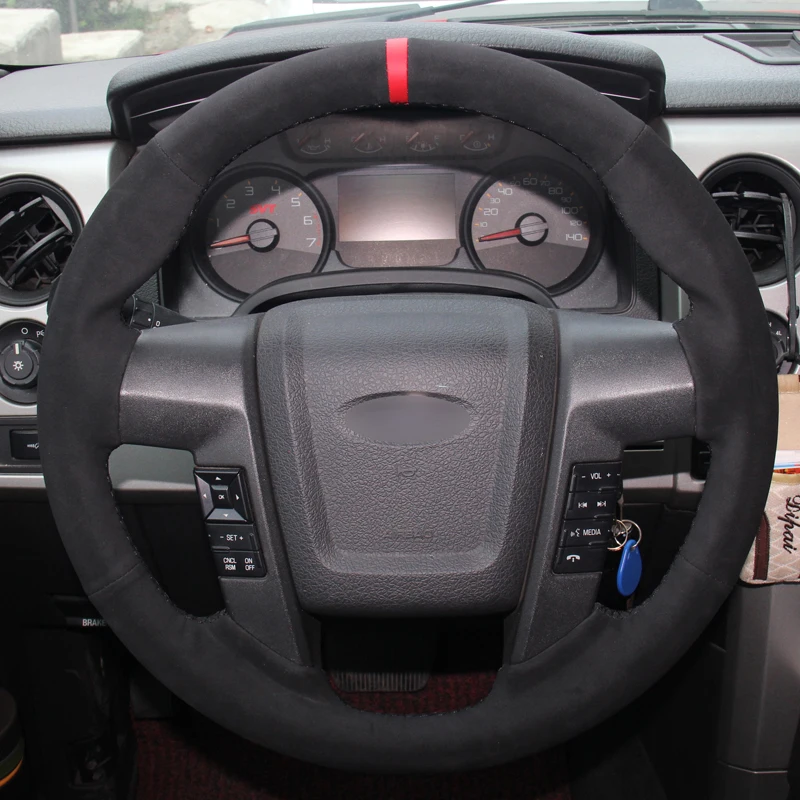 Ручная швейная рулевого колеса автомобиля крышки замшевые Оплетка на руль для Ford F-150 F150 SVT Raptor 2010 2011 2012 2013