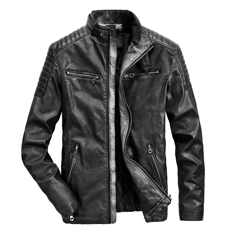 Высококачественные стильные мужские кожаные мужские куртки зимние кожаные куртки и пальто ветровки мотоциклетные байкерские пальто 1216