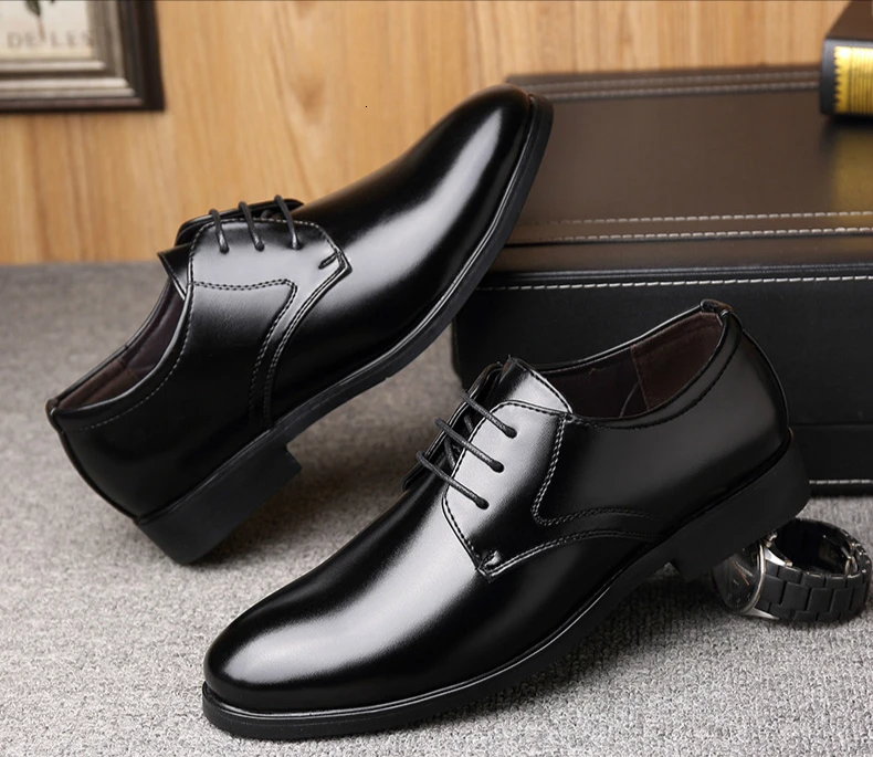 New Fashion Business Dress Men Shoes Classic Leather Men'S Suits Shoes Fashion Lace-up Dress Shoes Men Oxfords