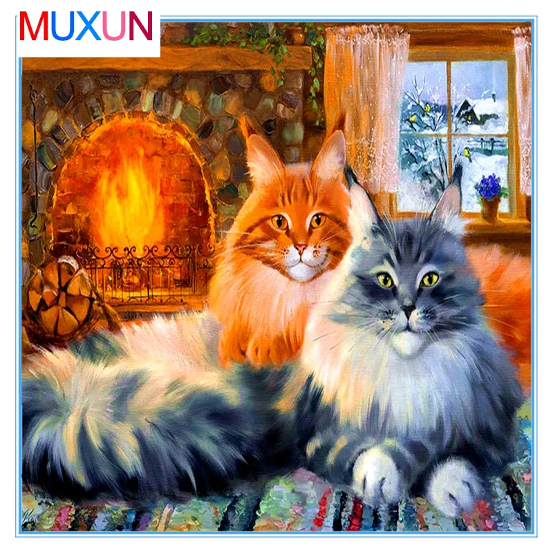 Алмазная живопись Muxun 5D сделай сам вышивка крестиком в виде кошки Новое
