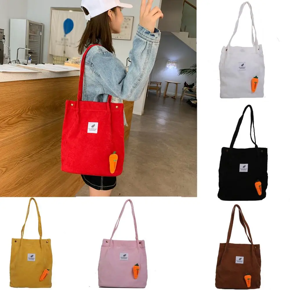 Женская Вельветовая наплечная сумка повседневная сумка упаковка большой емкости Экологичная сумка для покупок женская простая сумка# D