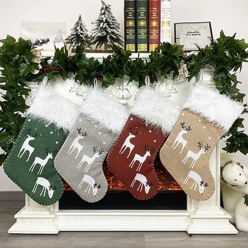 

QIFU Chrismas Stockings Hanging Christmas Gift Candy Bags Socks Merry Christmas Decor for Home 2020 Navidad Noel New Year 2021