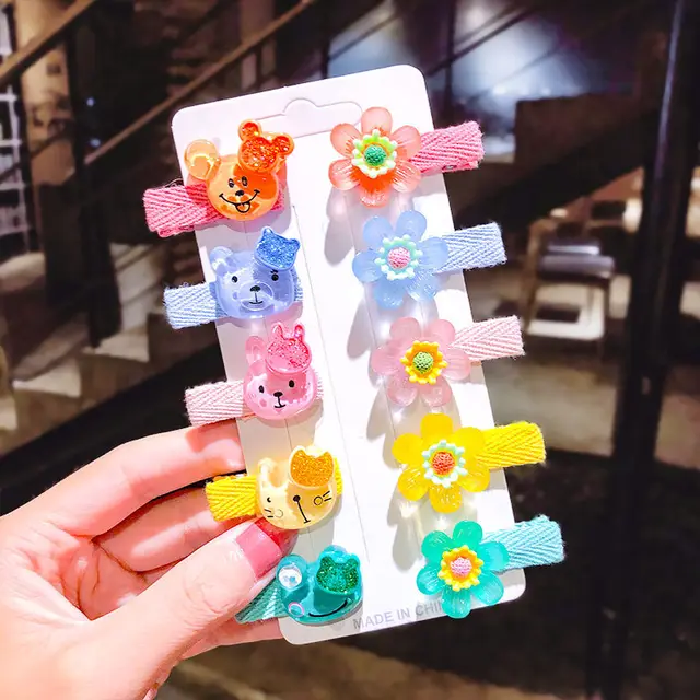 10PCS/Set New Girls Cute Cartoon Ice Cream Unicorn Hair Clips Kids Lovely Hairpins Headband Barrettes Fashion Hair Accessories hairpin wrapped 7