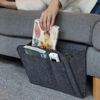 

Sofa Organizer Phone Holder Large Bedroom Storage Bag Solid Accessories Home Book Felt Pocket Bedside Hanging Simple Tablet