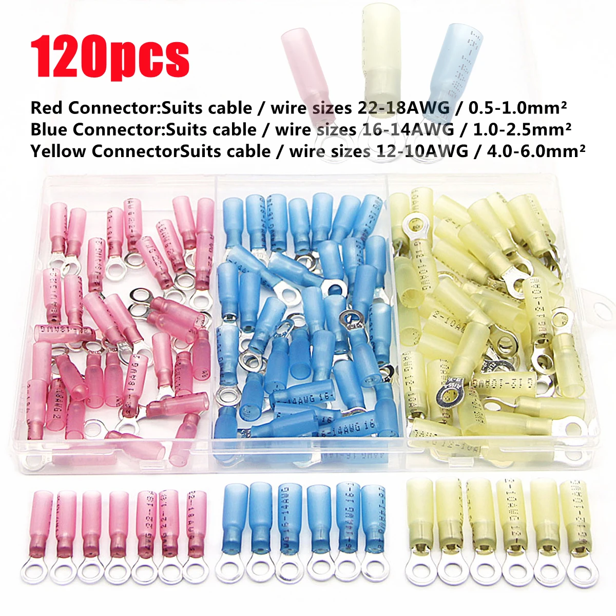 Heat Shrink Ring Terminal Kit Electrical Connectors Eyelet