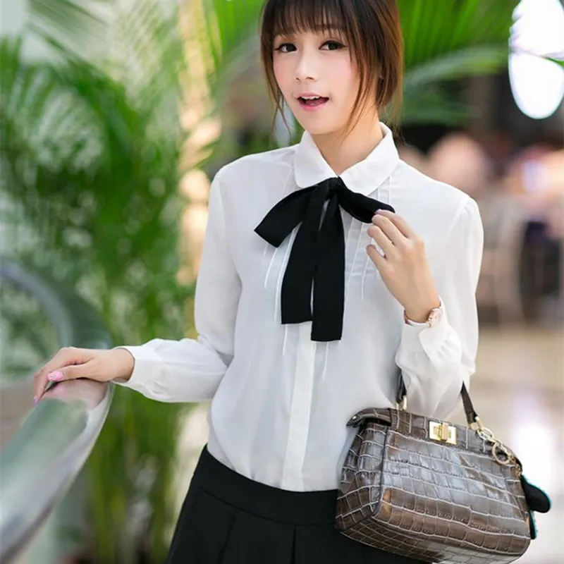 Блузка женская шифоновая на пуговицах элегантная повседневная офисная рубашка