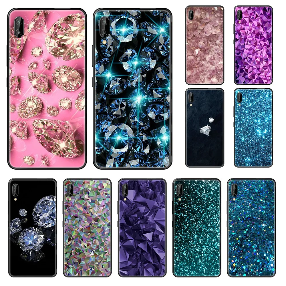 Красивые бриллианты Роскошный чехол для мобильного телефона Etui черный Huawei Honor Mate